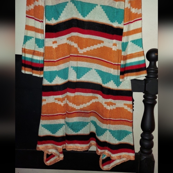 Forever 21 horizontal geometric pattern hooded maxi cardigan - Picture 6 of 6